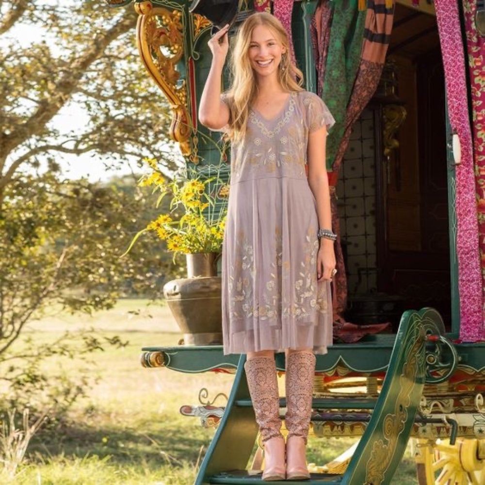 Sundance embroidered mesh dress